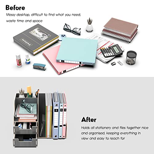 jopoo Desk Tidy Organiser, Office Stationary Storage for Books Pens, Notebooks, Black - Image 3