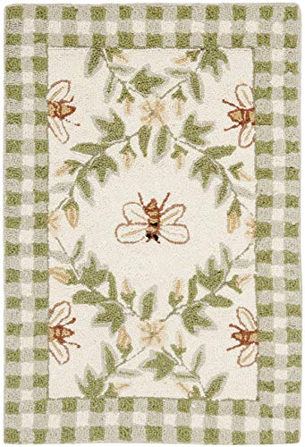 SAFAVIEH-Chelsea-Collection-Accent-Rug-26-x-4-Ivory-Green-Hand-Hooked-French-Country-Wool-Ideal-for-High-Traffic-Areas-in-Entryway-Living-Room-Bedroom-HK55A SAFAVIEH Chelsea Collection Accent Rug 26 x 4 Ivory Green Hand Hooked French Country Wool Ideal for High Traffic Areas in Entryway Living Room Bedroom HK55A