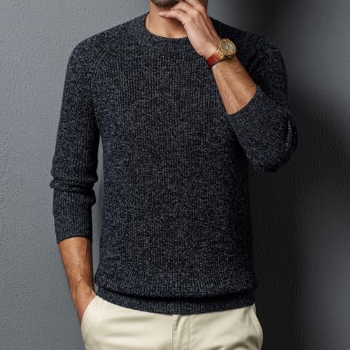 Men's 100% Wool Crewneck Pullover Sweater Casual Thick Weave Textured Sweaters2