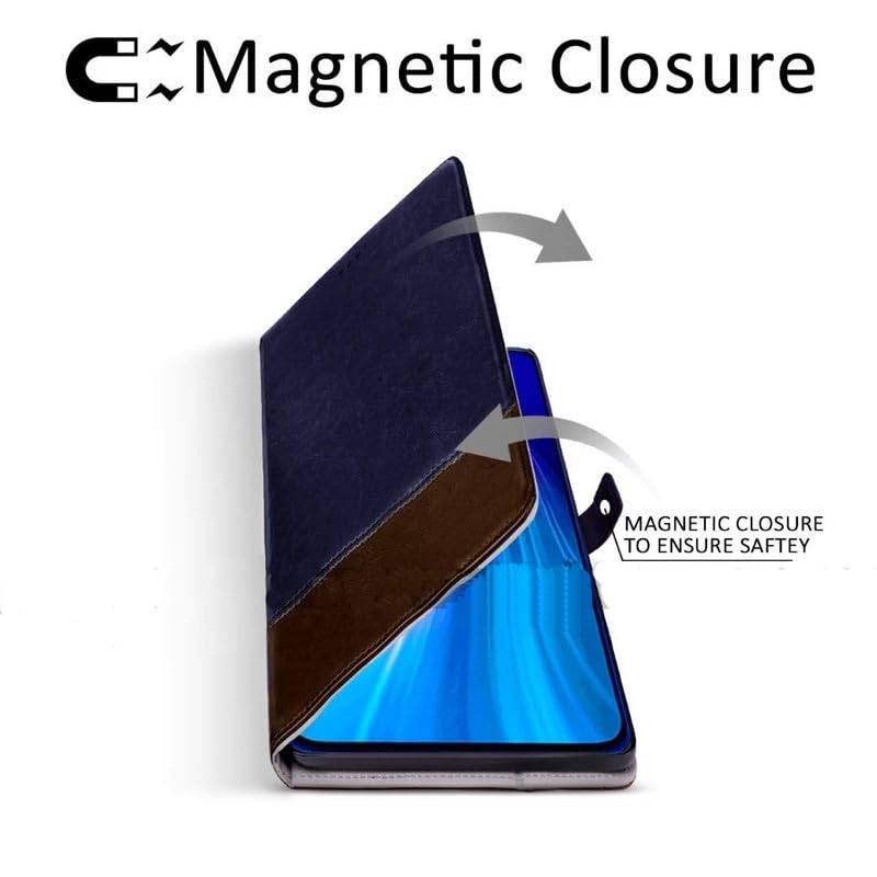 Image of ClickCase Vintage Series for Motorola Moto G05 Leather Wallet Flip Case Kick Stand Magnetic Closure Flip Cover for Motorola Moto G05 (Blue & Brown)
