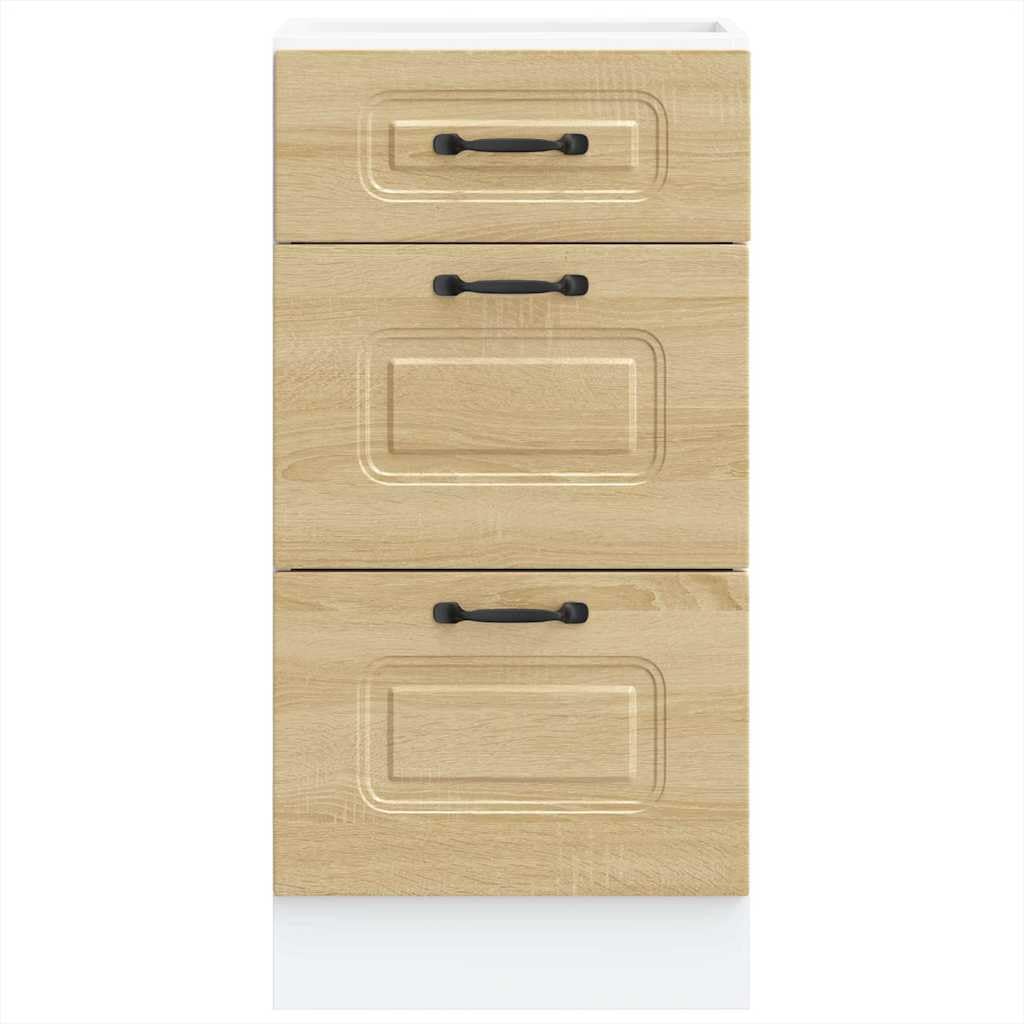 Armario de cocina Kalmar blanco de madera con patas ajustables en altura y compartimento grande para una protección fiable y fácil limpieza en su cocina, diseño compacto