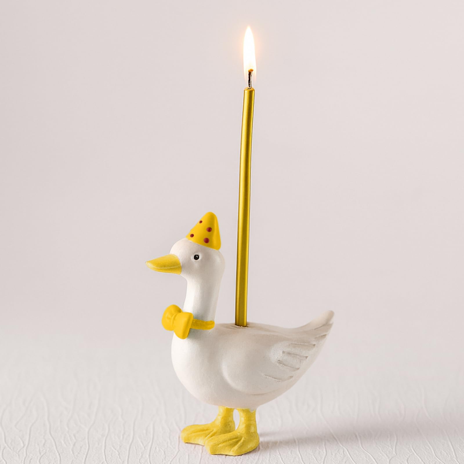Mumufy Silly Goose Cake Candle Holders with Birthday Candle One Birthday Party Supplies Mini Cute Cake Topper Stand Candlestick for Kids Baby Shower Party Celebration, 3.15 Inch(Goose,Yellow)
