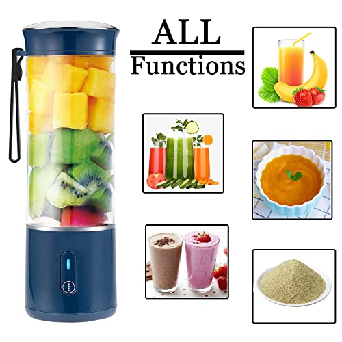 Portable Blender, Personal Blender for Smoothies and Shakes 14Oz Portable Blenders with 6 Blades and Rechargeable USB, Fruit Veggie Juicer Mini Blender Mixer Cup for Travel Sports - Image 4
