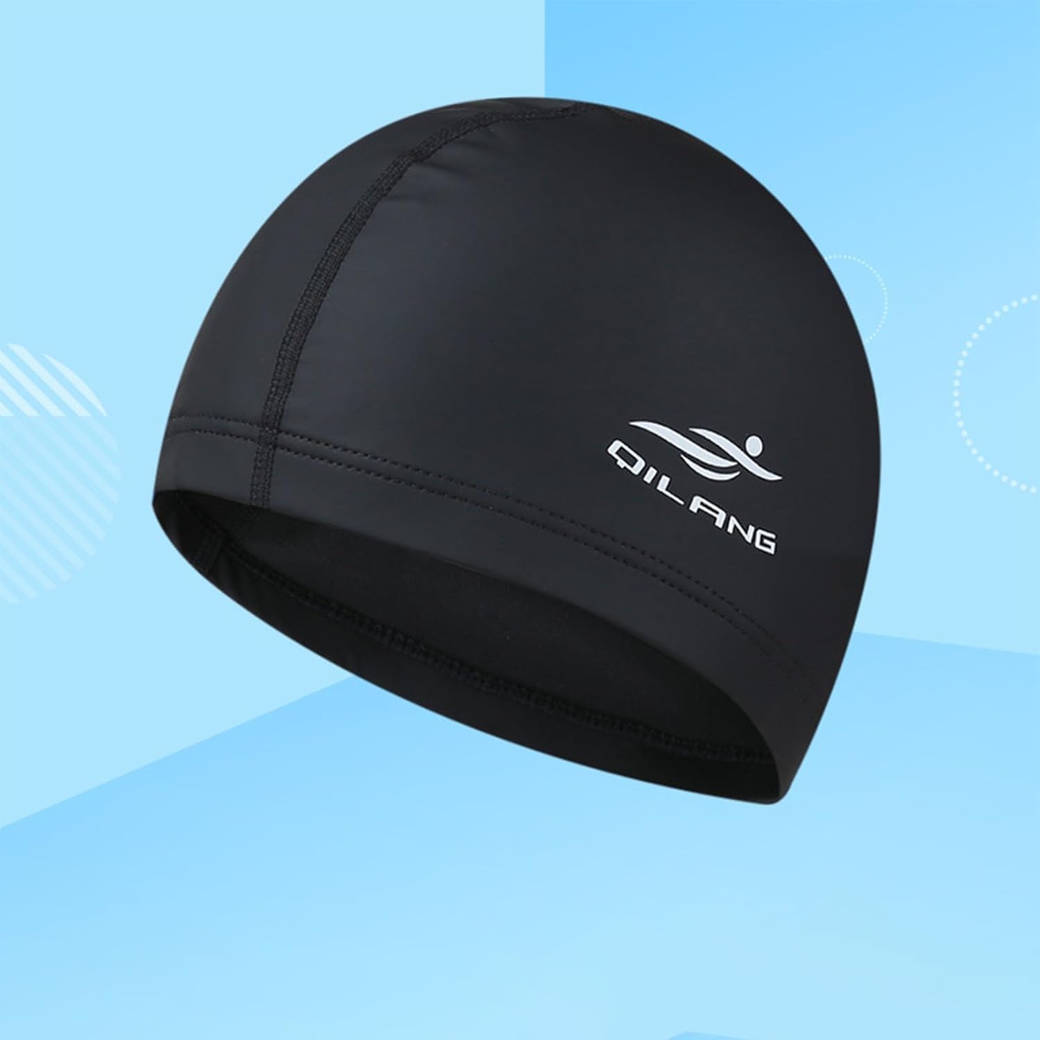 LNYMZD 1 x Black Swimming Hat, Swimming Caps and Accessories for Swimmers Comfort and Non-Slip - Image 2