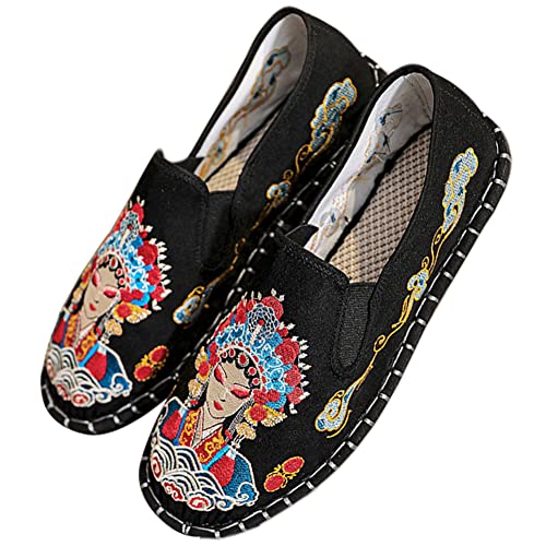 Embroidered Kung Fu Tai Chi Shoes Unisex Black Rubber Sole Martial Art Sports Chinese Traditional Slippers Men and Women