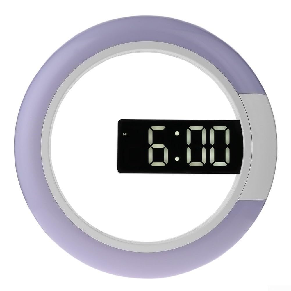 SPORTARC Horloge murale élégante à affichage numérique LED miroir creux design réglable 7 couleurs lumière télécommande