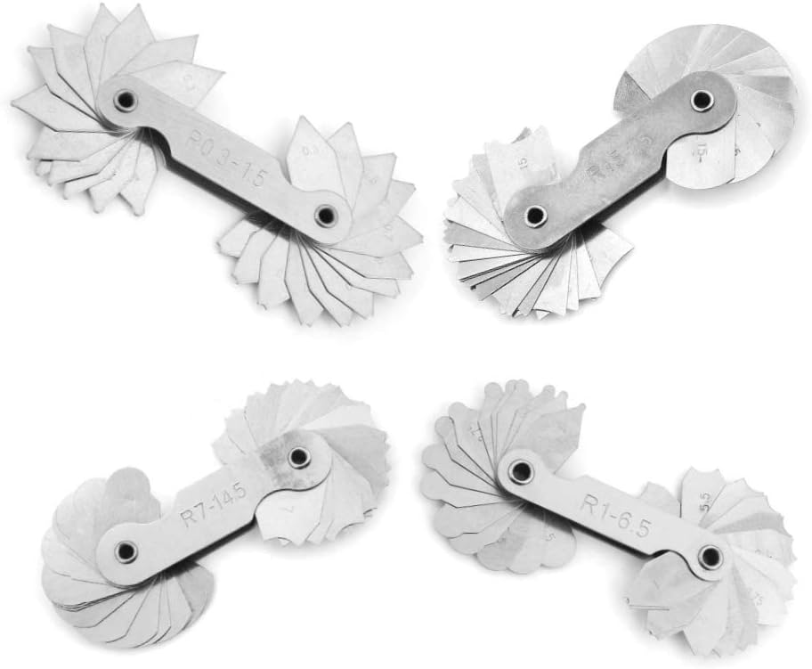 Radius Gauge Set, 4Pcs Stainless Steel Radius Fillet Gauge Measuring