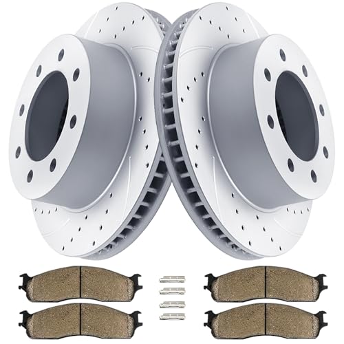 Image of Acinoparts Front Brake Kit Drilled Slotted Brake Rotors Ceramic Brake Pads