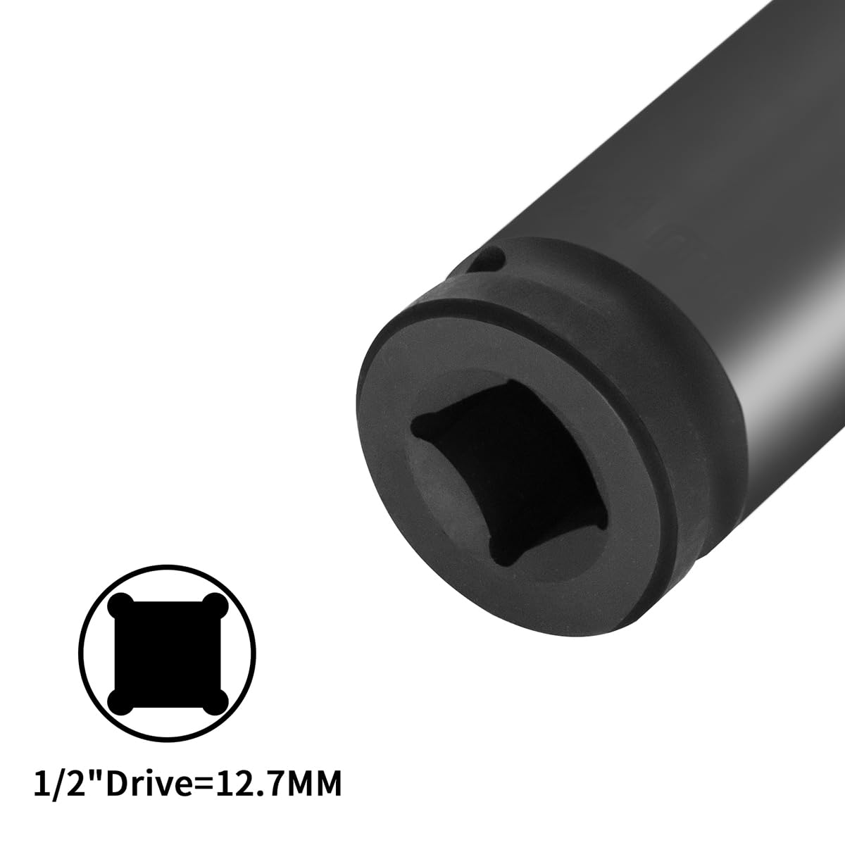 Hlipaty Impact Socket 21mm, 1/2" Square Drive 6 Point Cr-Mo Deep Socket, 78mm Length, Black - Image 2