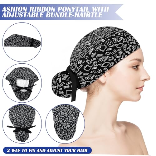 Image of Honoson 6 Pcs Scrub Caps Women with Buttons