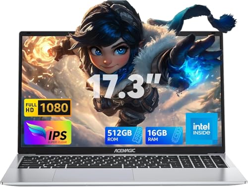 ACEMAGIC 17,3" Portátil, Intel N97, 16GB RAM, 512GB SSD, Win 11 Pro