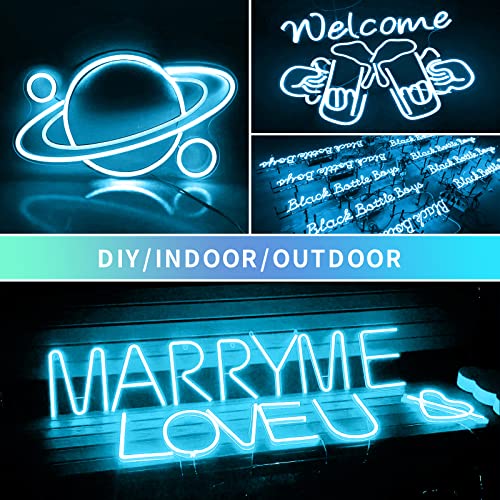 Image of LED Neon Light Strip 16.4FT /5M- Bright, Non-Glaring & Waterproof Neon Rope Lights for Indoor & Outdoor Decor,【No Power Adapter】 Ice Blue,neon led Strip Lights