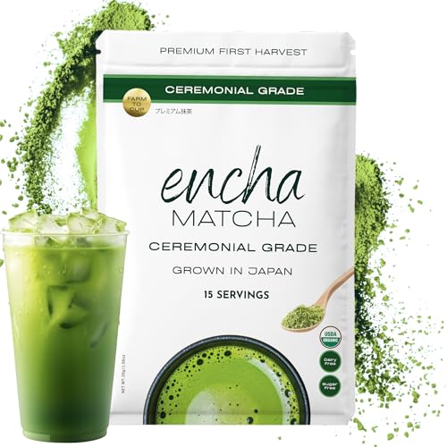 Encha Ceremonial Grade Matcha Powder, Organic First Harvest Japanese Matcha Green Tea, Matcha Tea From Uji, Japan (30g/1.06oz)