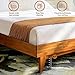 Acacia Aurora 800 lbs Capacity Queen Bed Frame and Headboard Solid Wood Platform Bed, Contemporary Signature Wood Bed Frame Compatible with All Mattress Types 30 Mins Assembly, Caramel