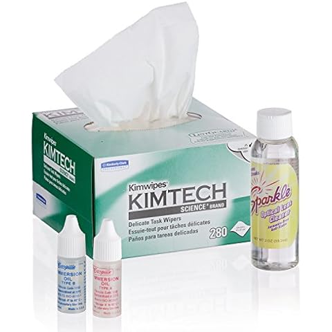 AmScope MLAB-CLS-KIM Microscope Operation & Maintenance Kit - Immersion Oil, Wipers & Optical Lens Cleaner Cover