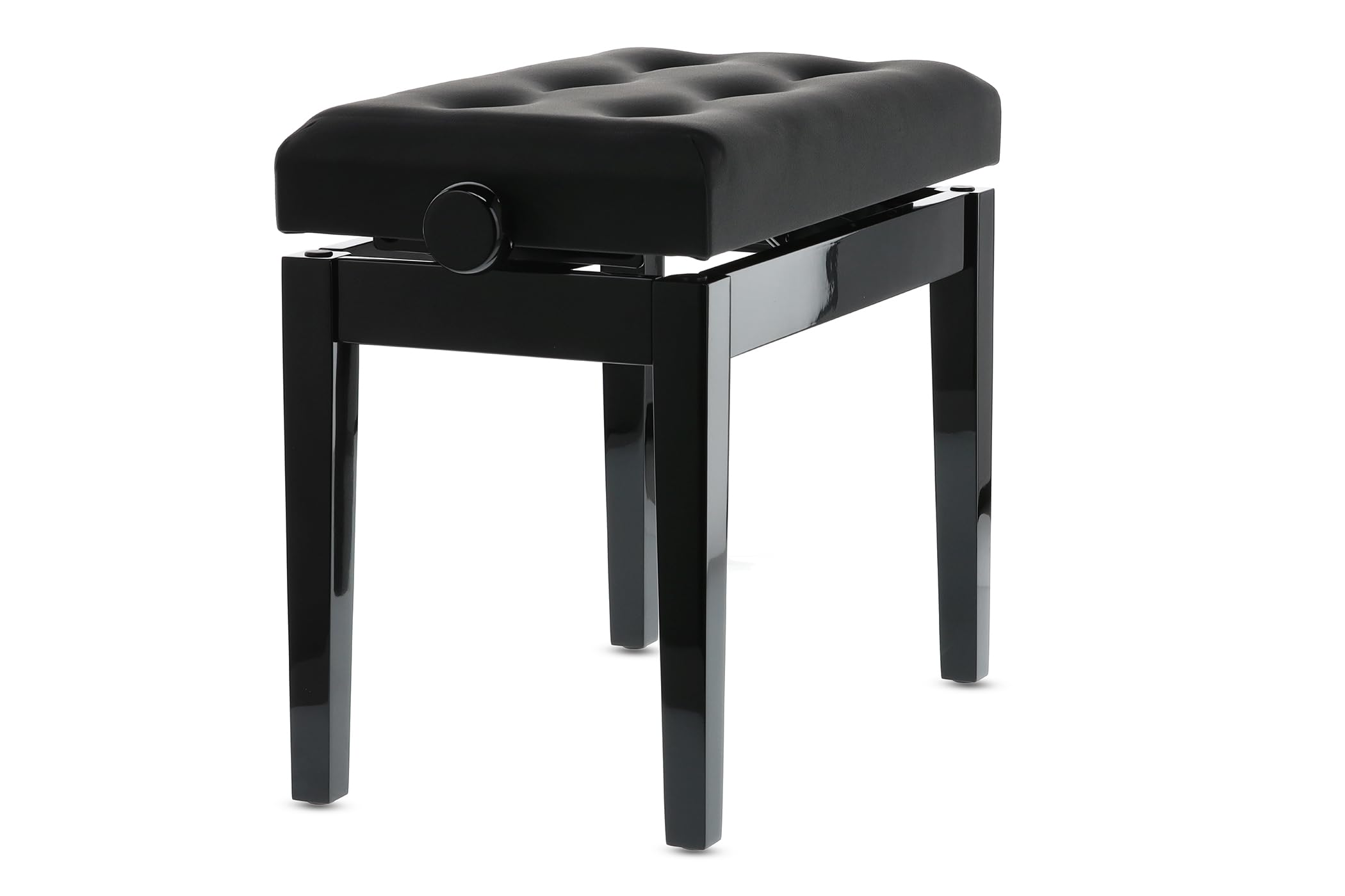 Title: GEWA Pianobank Delux (legno massiccio, carico di rottura di 2 tonnellate, seduta di 52x30 cm, preciso meccanismo a forbice, altezza da 48 a 57 cm, rivestimento in similpelle), nero lucido