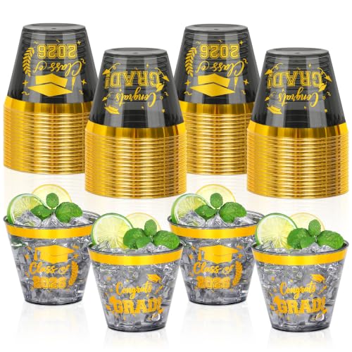 Image of 50 Pack 9 oz Graduation Cups,2026 Gold and Black Graduation Plastic Cups, Disposable Congrats Grad Party Cups for Class of 2026 Decorations School Party Favors Supplies