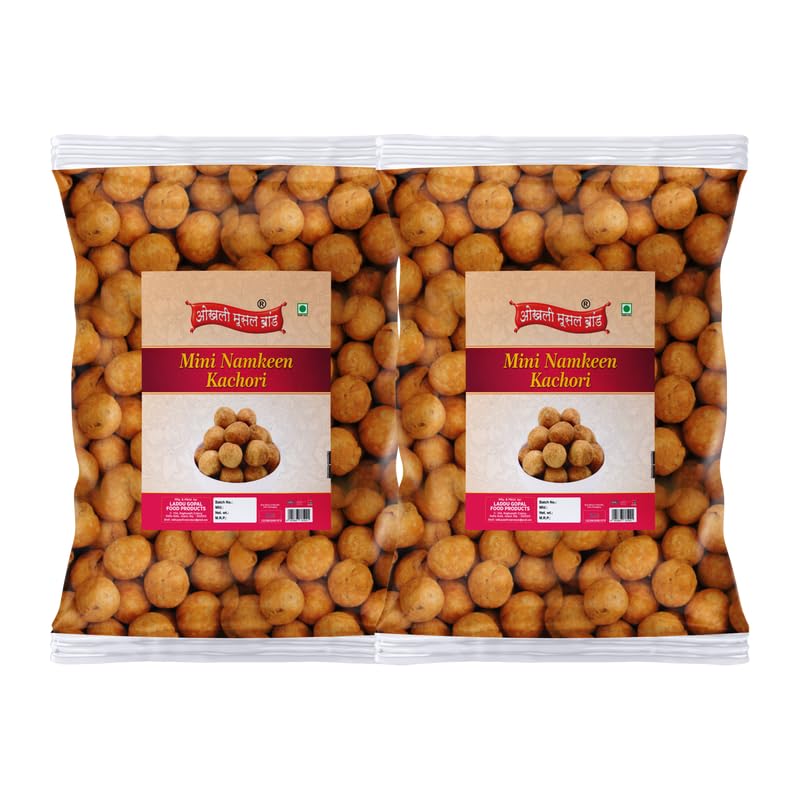 Image of OKHLI MUSAL BRAND Homemade Moong Dal Kachori | Baked Mung Dal Namkeen Kachauri||Chatpati Moong Dal Masala Kachaudee | Mini KachoriBachcho Ka Favourite Kachori Nashta Tasty Yummy Snack-1Kg*2Pack