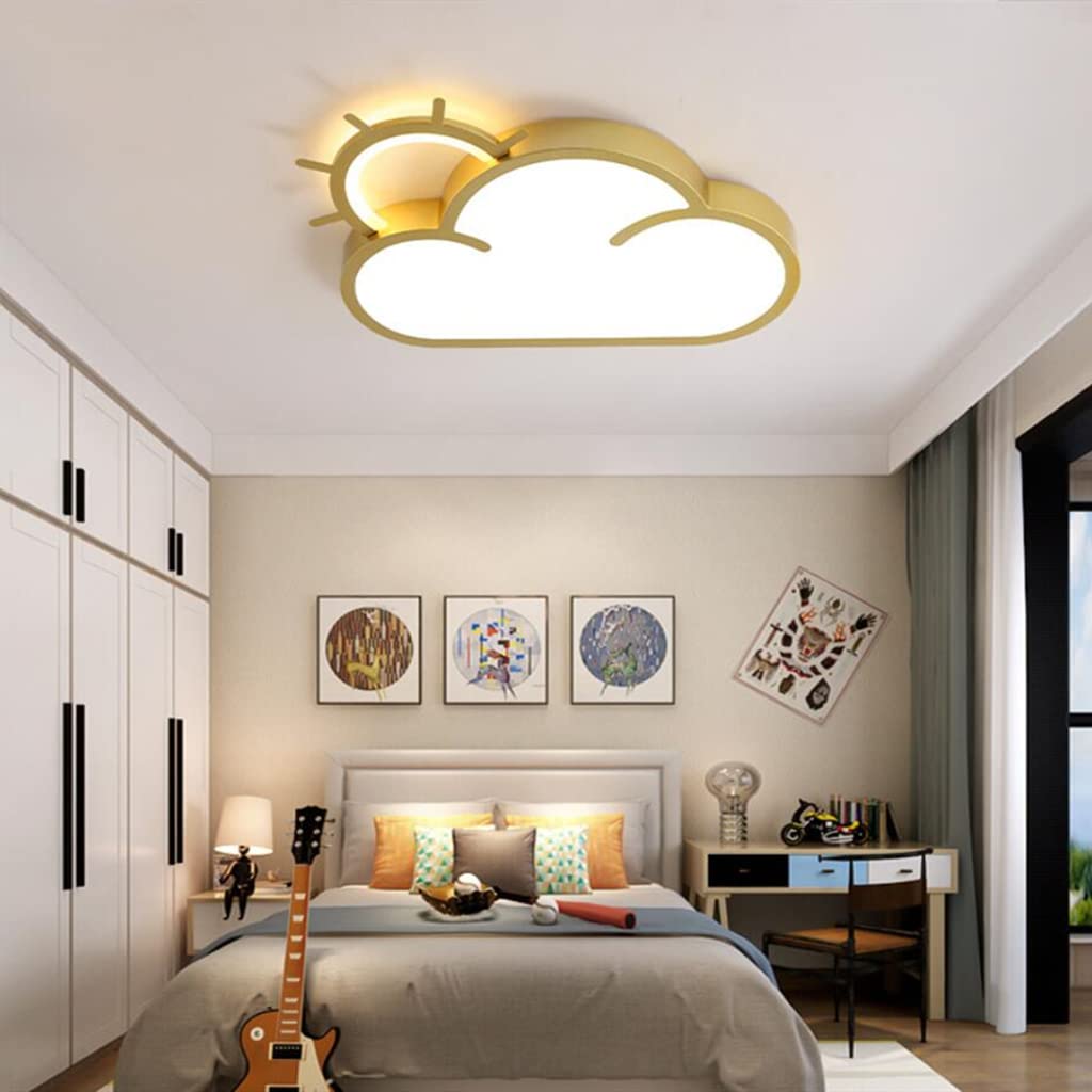 LED Deckenleuchte Kinder Leuchten Moderne Wolke Sonne Design Deckenlampe Dimmbar mit Memoryfunktion Kronleuchter Metall Acryl Deckenlicht Jungen Mädchen Schlafzimmer Wohnzimmer Beleuchtung Lampe,A