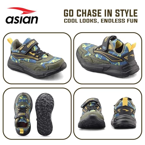 Image of ASIAN Boomer-05 Kids Sports Shoes with Velcro Strap | Lightweight Comfortable Stylish Shoes for Boys & Girls | Durable Grip Sole Casual Running Shoes