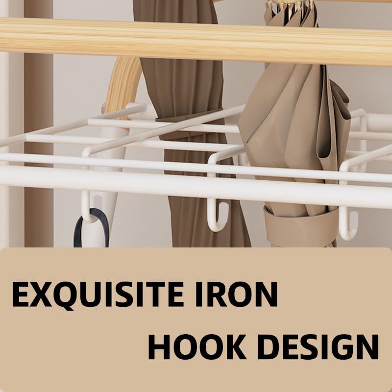 Foldable Umbrella nizer, Heavy-Duty Metal Stand with Hooks, Independent Industrial Umbrella Holder, Space-Saving Umbrella Storage Solution