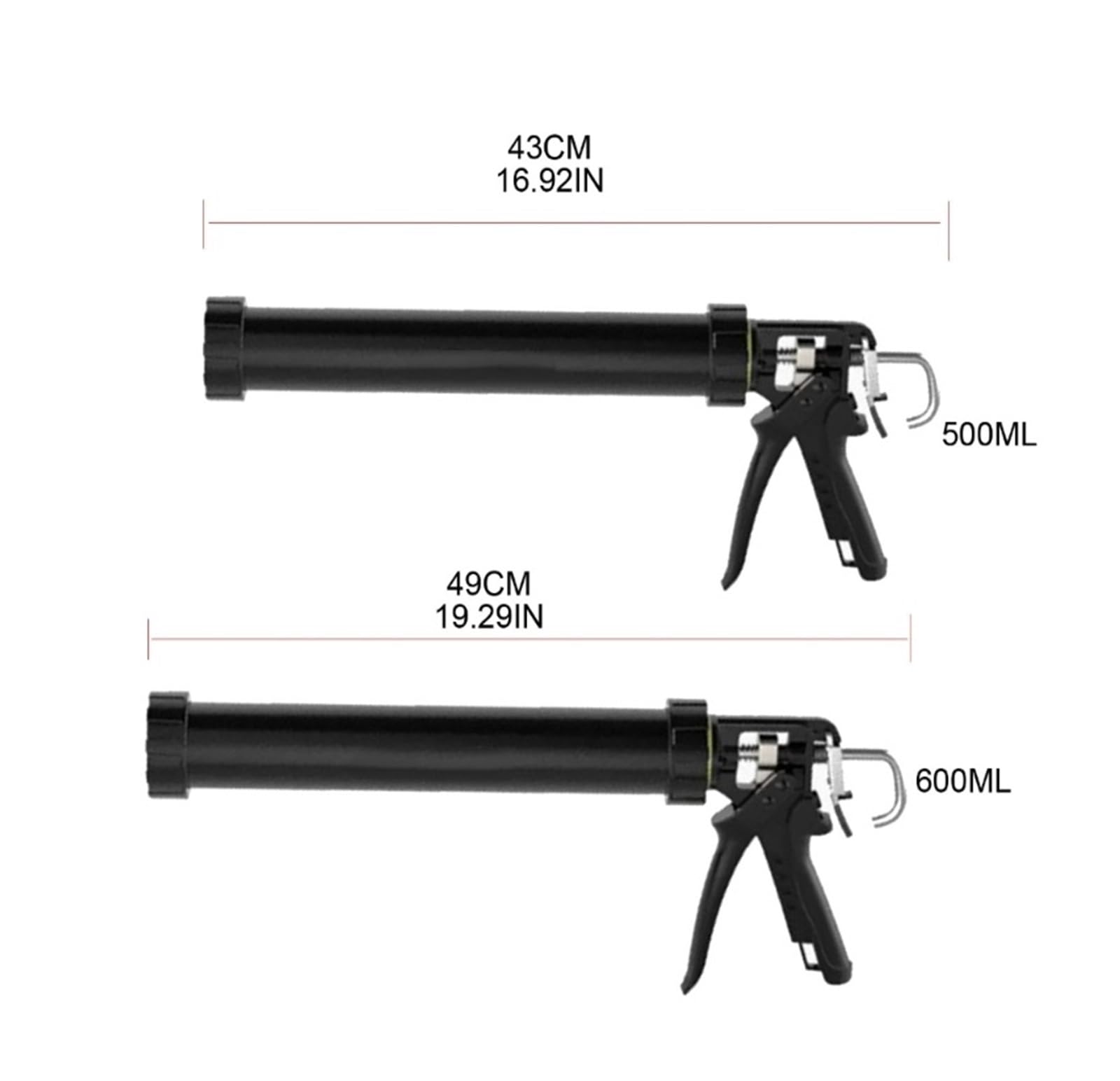 Pistola de calafateo eléctrica Ajustable de Mano Pistolas de Pegamento for Vidrio de 600/500 ml con Boquilla Manual for Pistolas de calafateo (Color : 600ML)