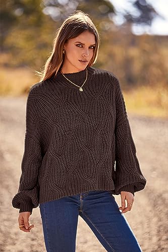 Prettygarden Women'S Fall Oversized Pullover Sweaters Casual Crewneck Long Sleeve Chunky Cable Knit Blouse Top  thumb #7