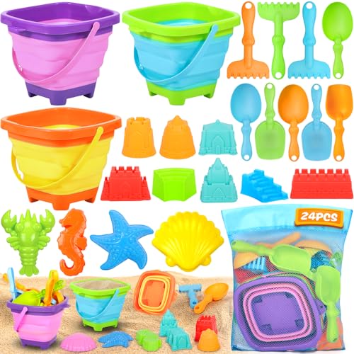 CIANBIFN 24 Stück Sandspielzeug Strandspielzeug Kinder, Sandkasten...