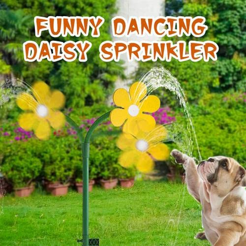 Wesh Garden Sprinkler Flower Shape | Crazy Whirling Yard Sprinklers, 720 Degrees Rotating Funny Colorful Dancing Daisy Lawn Watering for & Yard, Decorative Stakes, White, Yellow