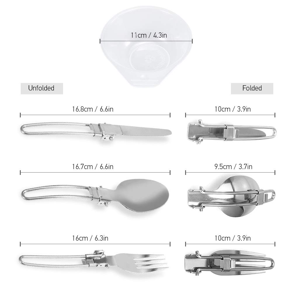 RWRAPS Kit di pentole da Campeggio Zaino in Spalla Escursionismo Picnic Set di pentole e padelle da Cucina Set di Posate da tavola Set di Utensili da Cucina