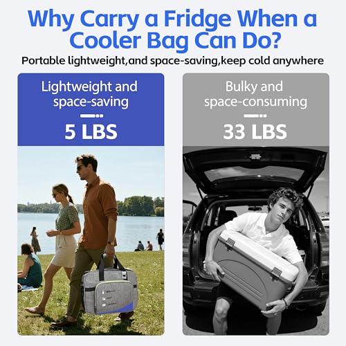 Image of Electric Cooler Bag, Portable Electric Cooler, Foldable Heater Bag, Powered 12 Volt AC /DC Compatible, for Cooling Pre-Cooled Food & Drinks