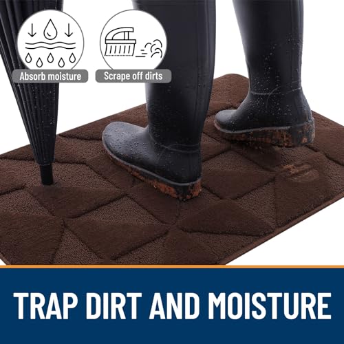 Image of OLANLY Door Mats Indoor, Non-Slip, Absorbent, Dirt Resist, Entrance Washable Mat, Low-Profile Inside Entry Doormat for Entryway (71x47 inches, Dark Brown)