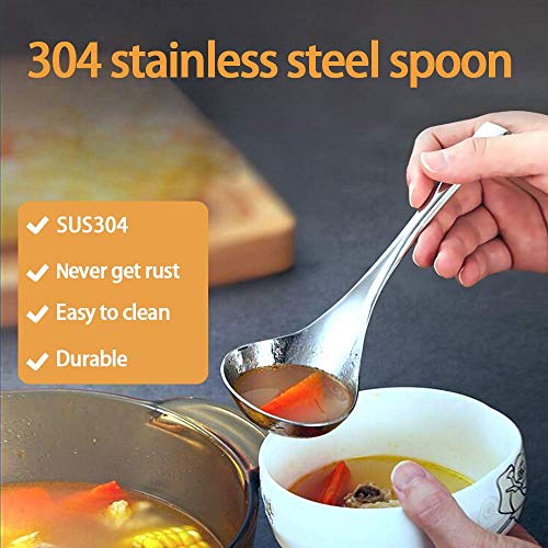 Tangfuren Soup Spoon Large Sus 304 Stainless Steel Soup Ladle Deeper Heavy Solid Long Handle Big Spoon Family Hotel Hot Pot Spoon thumb #1
