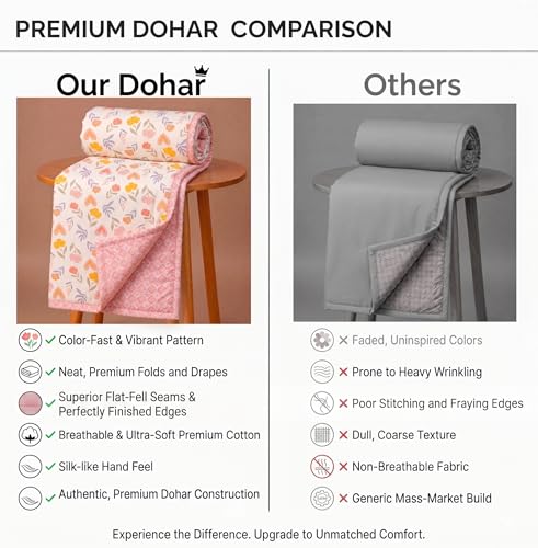 Image of VAS COLLECTIONS Cotton AC Blanket for Double Bed (220x230 cm) | Reversible Soft Lightweight All-Season Blanket | Skin-Friendly & Breathable Comforter (Blush Garden)