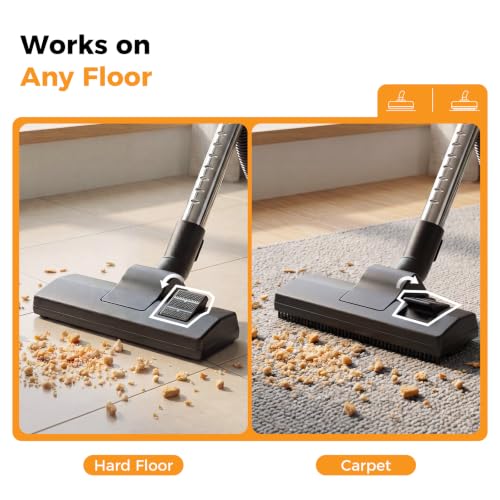Image of NEWBULIG Canister Vacuum Cleaners for Home, Bagless Vacuum Cleaner, Green | 850W 16Kpa Suction, 12.14 ft Retractable Cord, Washable HEPA, 1.8L Large Dust Cup for Hard Floor & Carpet