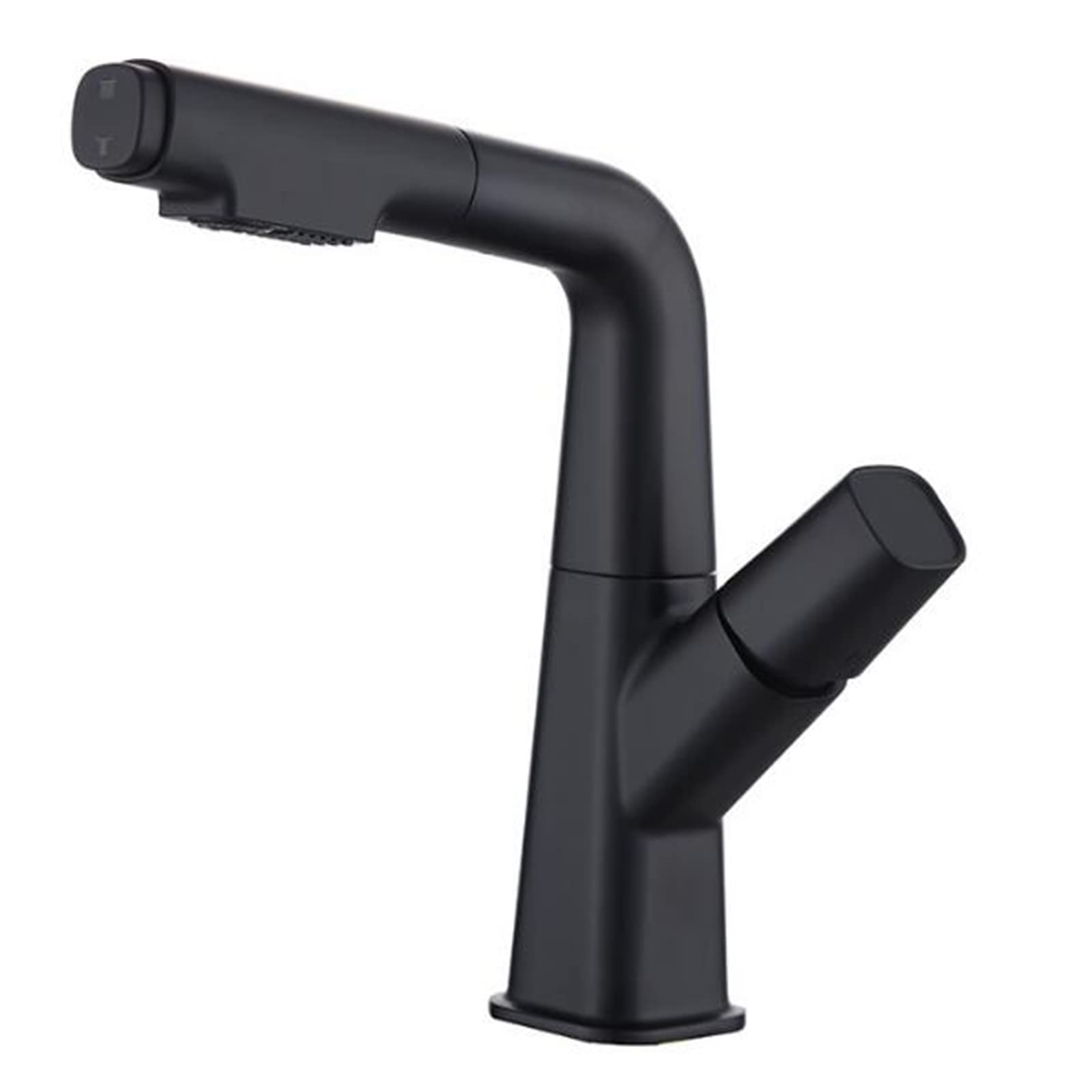 ASerZenith Pull Out Bathroom Mixer Basin Tap Brass Hot And Cold Multifunction Bathroom Sink Taps-Black