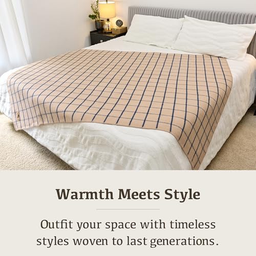 Image of 100% Wool Blanket Camping, 60 inchx84 inch Large Warm Blankets for Winter, Scotch