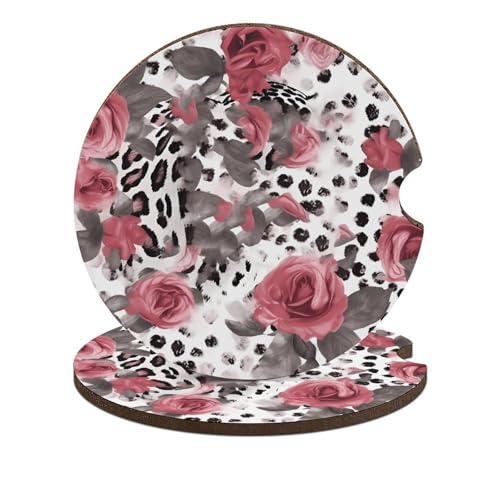 Posavasos para portavasos de carro, 2 unidades, diseño de leopardo miniatura 1