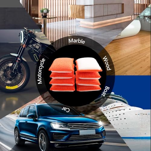 SPTA Car Interior Scrubbing Sponge, 8Pcs Scrub Ninja, Microfiber Car Wax Applicator, Car Wash Sponges for Car, Boat, Wood, Marble and Motorcycle, 6in x 3.3in x 0.8in by SPTA - Image 5