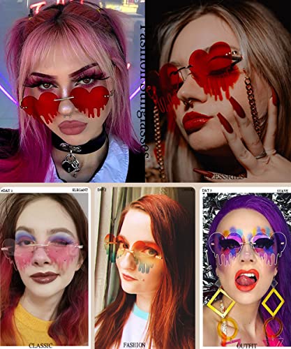 BOJOD Dripping Heart Shaped Sunglasses for Women Heart Glasses Trendy Sunglasses for Party2