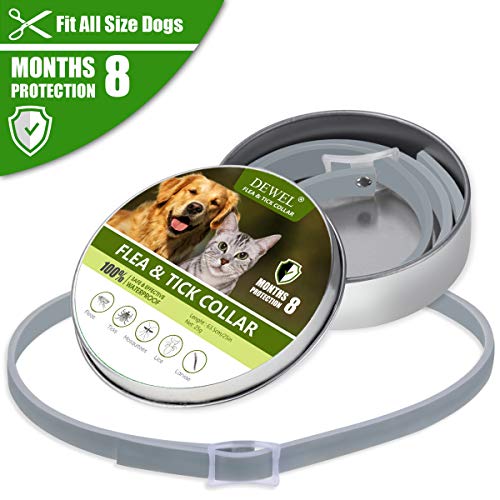 DEWEL 63,5cm Zeckenhalsband für Hunde Katze, Verstellbar Hund und Katze Flohhalsband, Wasserdicht Anti-Zecken und Flöhe