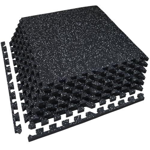 AIRHOP 6 Matten 60x60x1,4cm Extra Dicke Robuste Gummierte, rutschfeste Puzzlematte, Geeignet Für Fitnessstudio Und Heimfitness, Schwere Trainingsbelastung, Bodenschutzmatte Fitness
