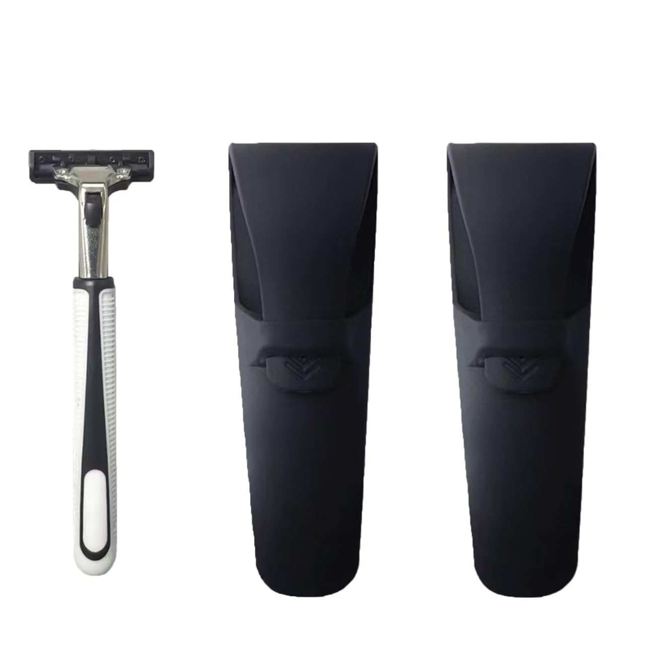 Silicone Razor Travel Case Set of 2 Black Safety Razor Case Compatible with Gillette Parker Merkur Travel Razor Men Razor Holder Razor Travel Case Razor Case