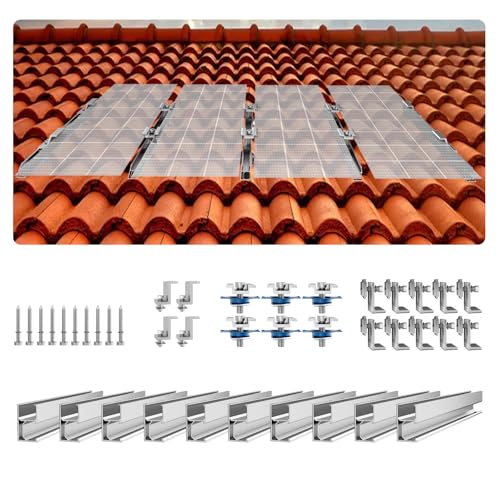 Vevor Staffe Di Montaggio Per Pannelli Solari Per Tetti In Metallo, Kit Di Montaggio Per Pannelli Solari Con Mini Guide 10 Pz 100 Mm 4 Morsetti Termin