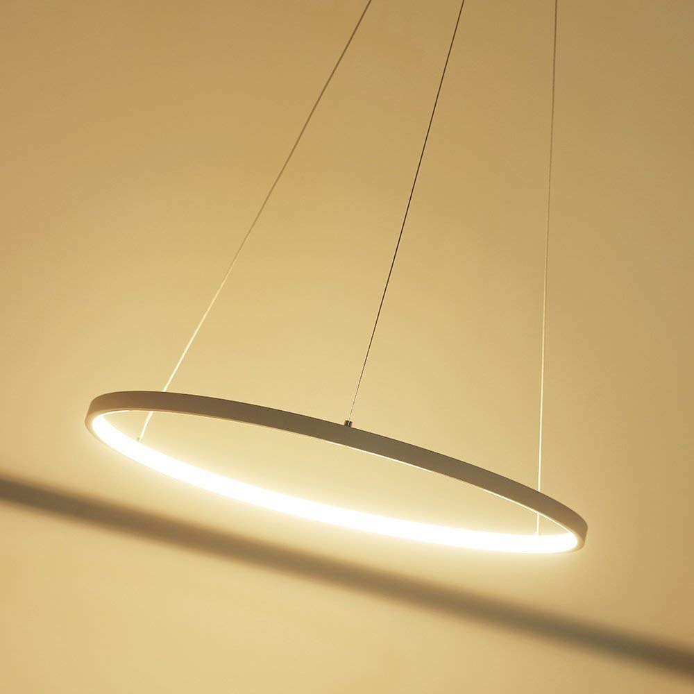 Lámpara colgante LED Moderna, lámpara contemporánea para iluminación Interior, 3 anillos, Blanca, 40 cm, 60 cm, 80 cm, cómoda
