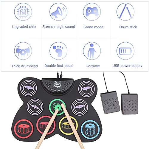 E-Drum Draagbare roll-drumkit, siliconen rol, E-drum-set, draagbaar drumstel voor beginners om te oefenen - Image 8