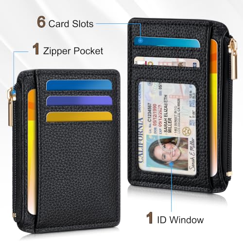 Image of Tipmile Womens Credit Card Holder Wallet, Small Slim RFID Blocking Sleeve | Mini Tiny Cute ID Case, Minimalist Zipper Pocket Wallet, Thin Coin Purse, Mothers Gift