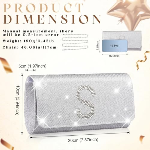 Image of Silver Clutch Purses for Women Personalized