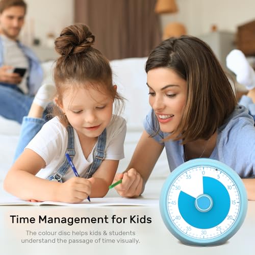 Conchstar Visual Timer 60-Minute, Kids Timer for Homeschool Desk, Time Management Tools with Silent Operation, Timer for Kitchen Office Classroom (Blue) - Image 4