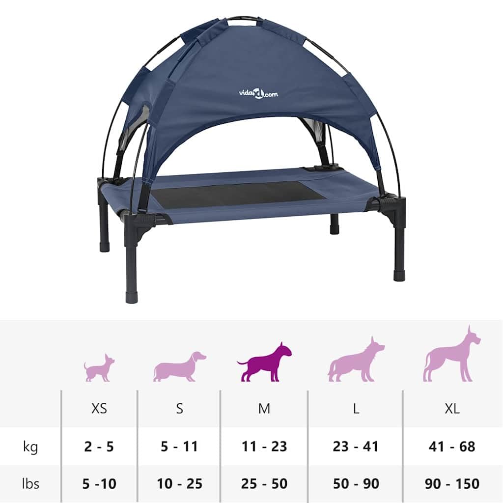 Cuccia per cani in acciaio, 76 x 62 x 70,5 cm, letto rialzato per interni ed esterni, antiscivolo e traspirante, ideale per cuccioli, anziani e un accogliente posto per dormire